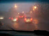 Heavy rain on the Long Island Expressway.